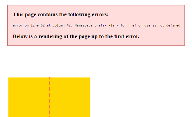 Screenshot of browser pink-box warning for XML validity errors.